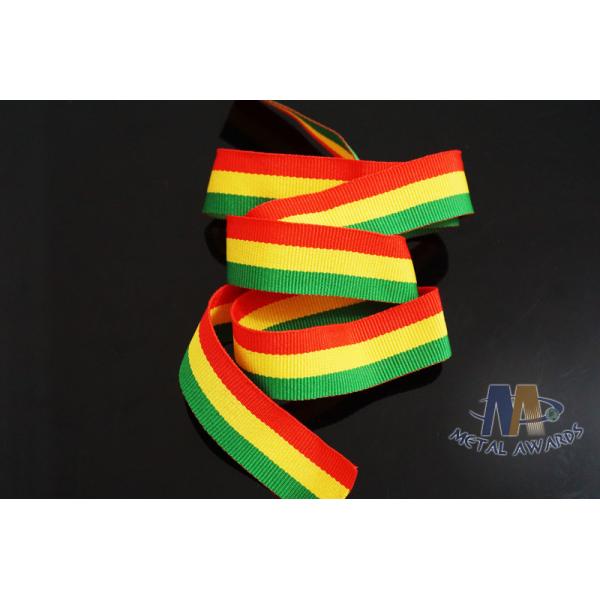 Polyester / Nylon Material Custom Medal Red/Yellow/Green Ribbons With Logo Printable