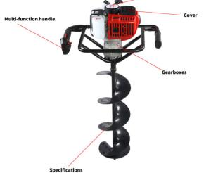 China Tree Planting 500mm Gas Post Hole Digger 51.7CC Gas Powered Auger factory