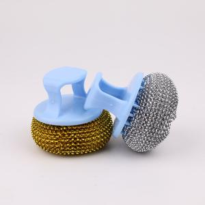 China Custom Kitchen Cleaning Scourer PET Handle Stainless Steel Scrubber factory