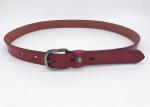 Women 's Fashion Embossed Leather Belt With Carved Buckle Red Color