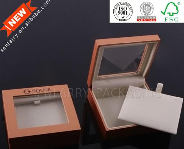 Promotional plastic custom jewelry box with clear window and velvet insert