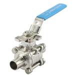 Silver 3pc High Platform Sanitary Ball Valves for WZ 3A DIN CE ISO Stainless