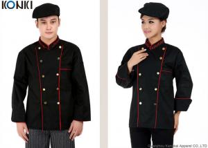 Professional Double Breasted Chef Jacket Black Long Sleeve For Men
