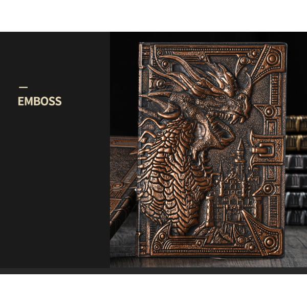 A5 Size Embossed Leather Writing Notebook Hardcover Gift Journal 3d Antique Dragon