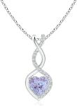 14K Solid Gold Angara Natural Tanzanite Solitaire Pendant Necklace For Women