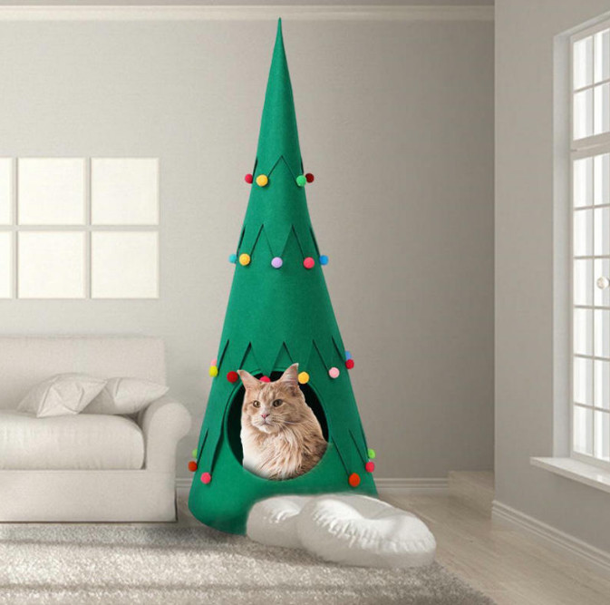 cat christmas bed