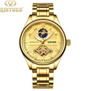 China Hollow Back Automatic Mechanical Watch Gold Tourbillon Skeleton Watch factory