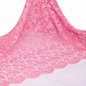 China 2015 Nigerian wedding lace fabrics embroidery with many rhinestones for christmas factory