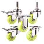 50mm Waterproof Silent Wheel 50kg Capacity Stainless Steel Threaded Stem PU