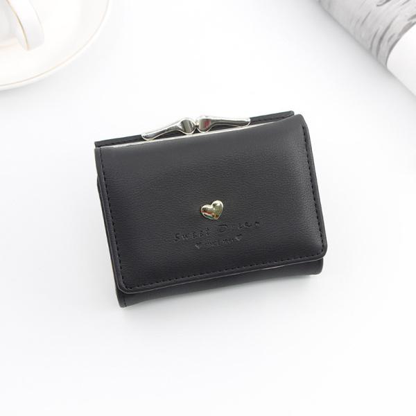 SHORT IRON CLIP BAG WOMEN'S HEART-SHAPED HARDWARE CLUTCH BAG SOLID COLOR SIMPLE COIN WALLET CARD BAG SHORT CLIP BAG