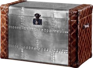 China Retro Vintage Leather Storage Trunk Aluminium Sheet Lifted Cover Full Hand Craft factory