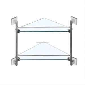 China Acceptable OEM ODM Bathroom Double and Triple Shelving Tempered Glass Storage Shelf factory