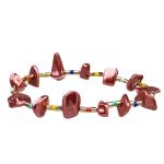 Red Stackable Handmade Beads Bracelets For Fashion Teen With Rainbow Zircon