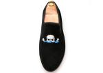 Casual Slipper Mens Velvet Loafers With Custom Skull Embroidery Decoration