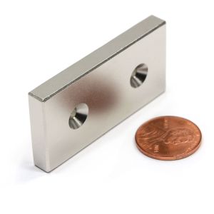 Kellin Neodymium Magnet Block with Countersunk NdFeB Block Magnet with Two
