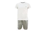 Mens Cotton Jersey V Neck Tee Short Pants Pyjamas Set Summer Pyjamas Logo