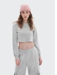 100% Cotton Plain Crew Neck Sweatshirt Ladies Crop Sweatshirts