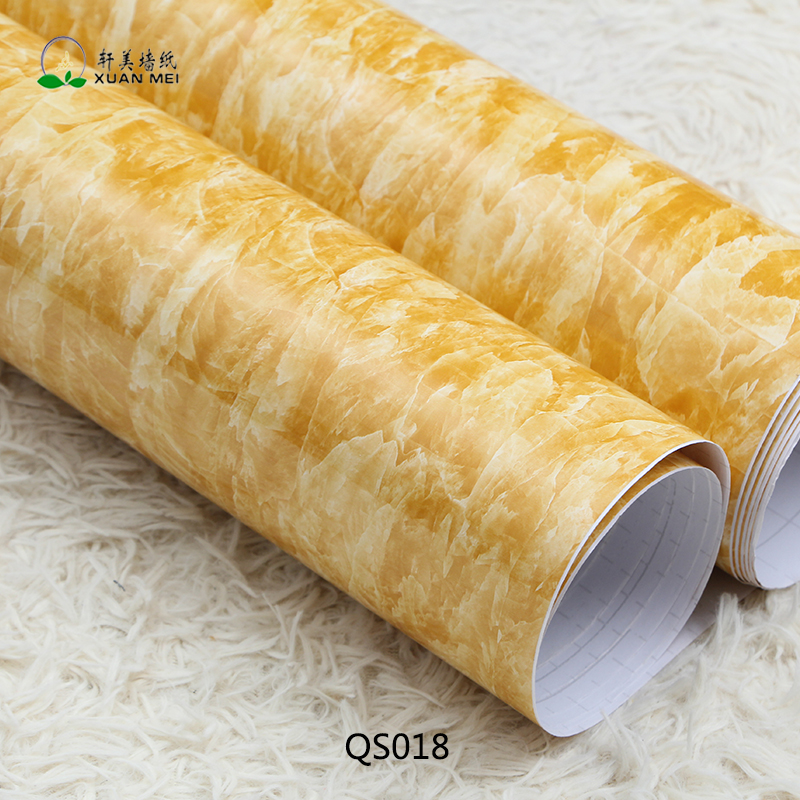 0.60m width *10m length or 0.6m width *100m Modern 3D Marble Glossy Self Adhesive PVC Wallpaper for Kitchen Furniture Decoration
