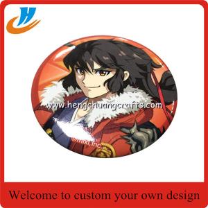 China Cheap custom 50mm tin badge,print badge with cartoon logo design factory