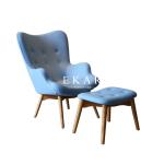 Modern Fabric Lounge Leisure Ottoman Wooden Arm Chair ZZ-ZKB204