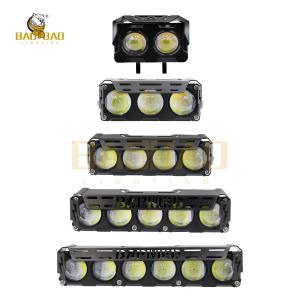 China Full Aluminum White Yellow Dual Color Flash 2 Eyes 3 Eyes LED Headlights For Motorcycle factory
