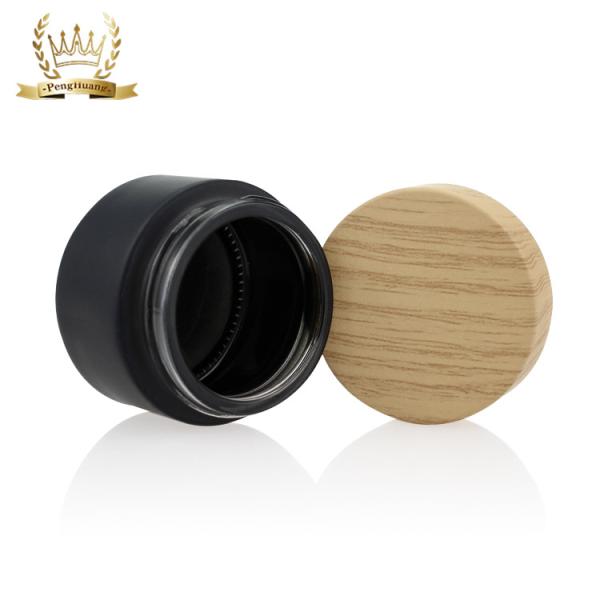 Black Matte Glass Jars 50g Cosmetic Packaging Set Bamboo Color Screw Cap