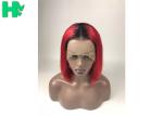 Red Colored 100% Brazillian Human Hair Lace Front Bob Wigs No Foul Odor