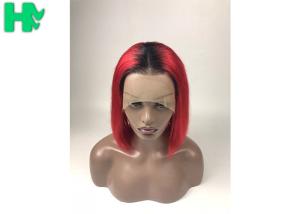 China Red Colored 100% Brazillian Human Hair Lace Front Bob Wigs No Foul Odor factory