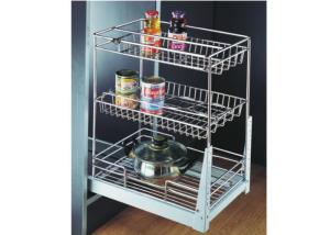China Triple Layers Kitchen Pull Out Basket Chrome Plated Finish Easy Installation factory