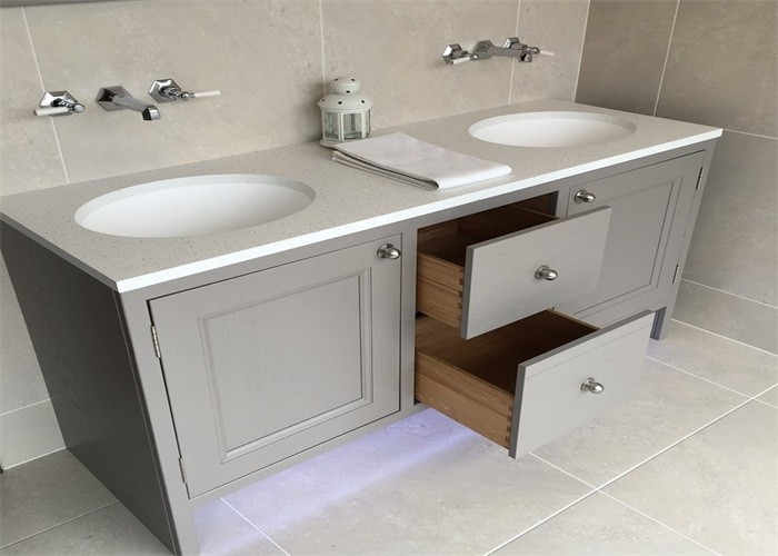 Custom Bathroom Vanity Cabinets Paint Surface Granite Countertop Including Basin