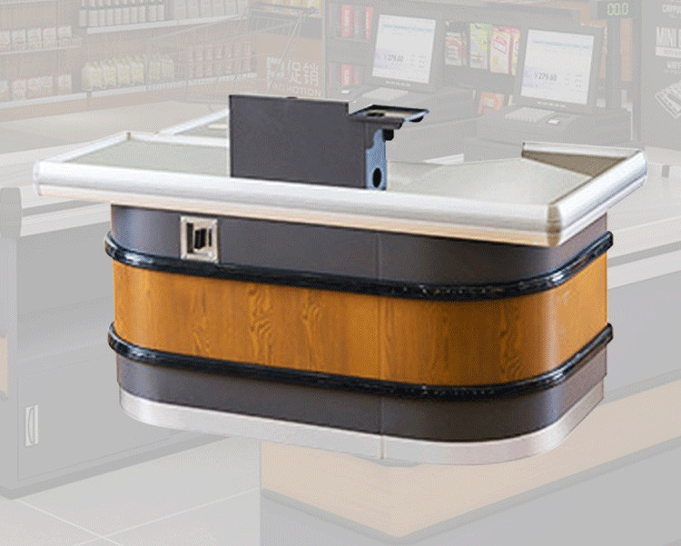 Supermarket Using Checkout Counter Cold Rolled Steel Retail Check Out Counter