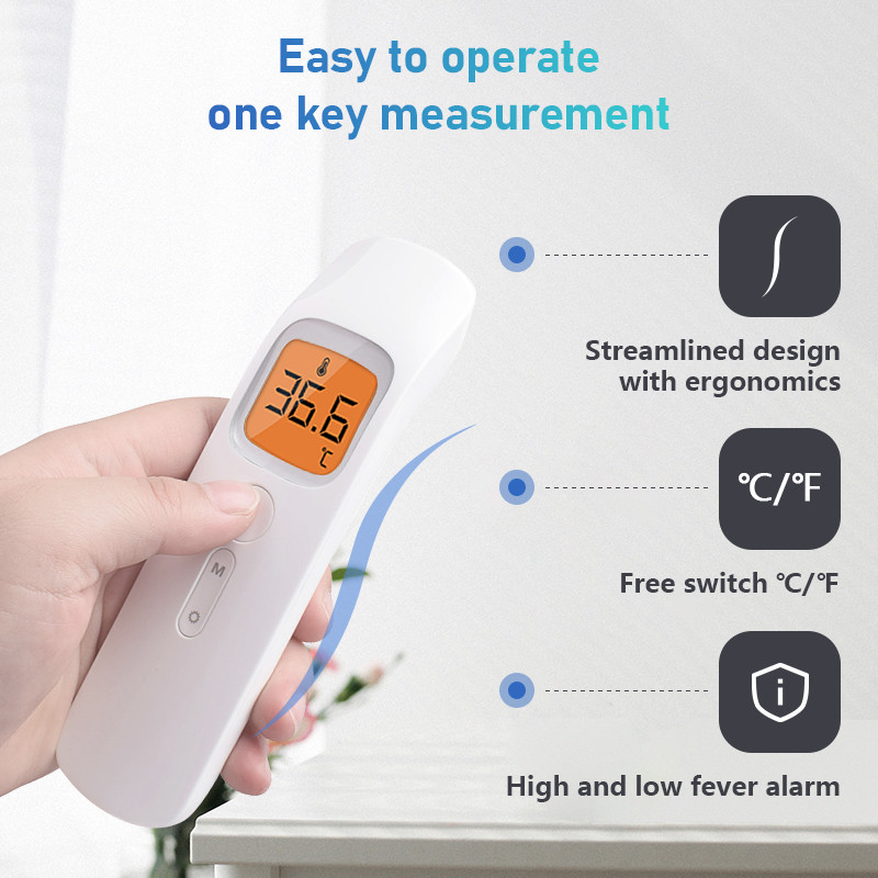 Head LED Backlight Digital Infrared Thermometer Non Contact For Adult And Child