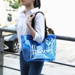 Fashion Water Resistant Blue Soft PVC Handbags