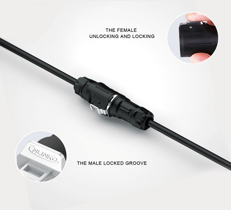 CNLINKO M12 Power Adapters Plug Socket 2 Pin Extension Wire Metal Circular DC Connector Waterproof IP68 for Led Lighting