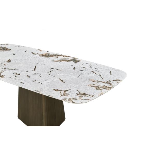 Luxury Rectangle Ceramic Marble Top Dining Table With 10 Chairs