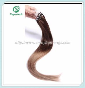 China Micro ring loop hair extensions 16&quot;-26&quot;L brazilian remy hair T4/10# color hair factory