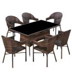 Custom Logo Woven PE Rattan Dining Table and Chairs for Hotel Outdoor Patio