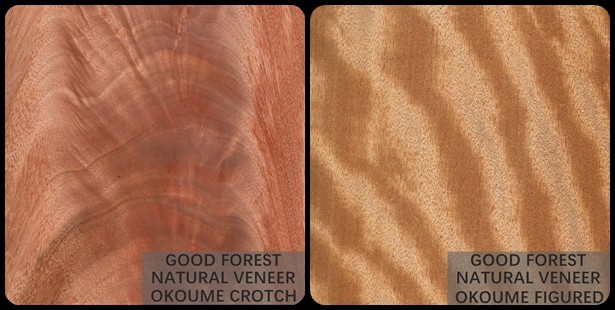 Hotel Decoration Okoume Natural Wood Veneer Unusual Figured Grain
