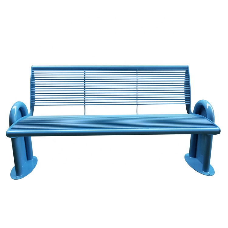 Powder Coated Blue Metal Garden Bench For Outdoor Street Playground Leisure