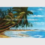 Hand Painted Hawaiian Artwork Paintings , Coconut Trees Landscape Oil Painting