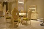 Upholstered French Style High Back Fabric Solid Wood Carved Wooden Dining Chair