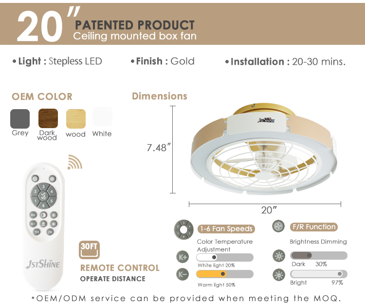 110-240V/50Hz-60Hz Input Voltage Bedroom Indoor Ceiling Fan Light with Remote Control