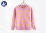 Dinosaur Jacquard Pullover Sweater Girls , Double Layer Crew Neck Knitted Jumper