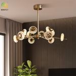 12 Light LED Sphere Chandelier Crystal Metal Gold Pendant Light