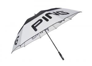 China Mens Black White Windproof Golf Umbrellas Lightweight Fiberglass Frame factory
