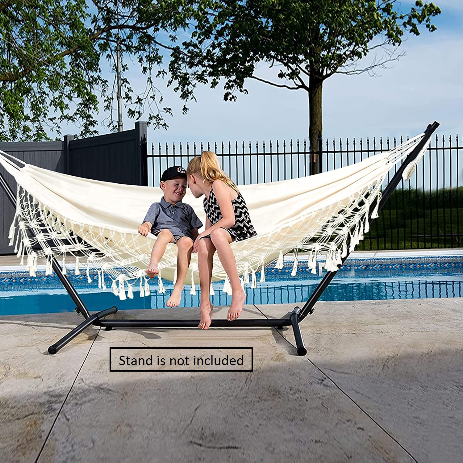 Collapsible Ultralight Cotton Double Swing Hanging Hammock Bed for Camping and Garden