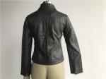 Button Through Ladies PVC Jacket , Pleather Dark Brown Jacket LEDO1739