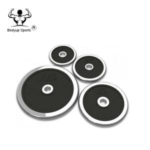 China Chromed Cast Iron Weight Lifting Plates , Standard Weight Plates With Rubber Sheet factory