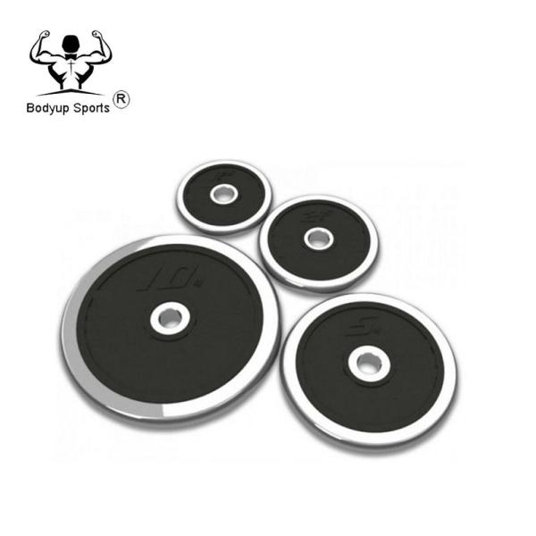Chromed Cast Iron Weight Lifting Plates , Standard Weight Plates With Rubber
