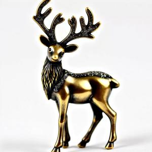 China Antique Metallic Plating Reindeer Ornament With Glitter Accents factory